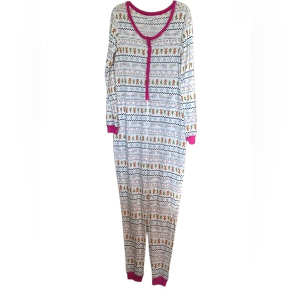 BP. Womens Pajama Christmas Thermal Knit Onesie Holiday Theme Details XL NEW - Picture 3 of 11